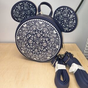 Loungefly Disney Mickey Mouse Bandana Patterned Convertible Mini Backpack